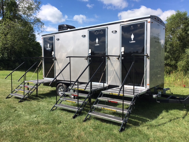 Heated and Cooled Restroom Trailer. Perfect for Weddings or Events